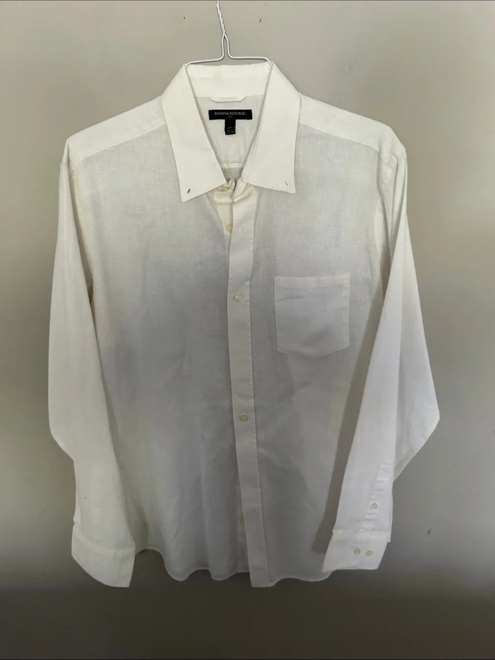 Banana Republic Men's White Long-Sleeve Button-Up Dress Shirt